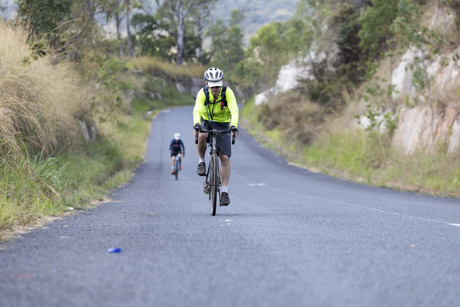 James climbing the hill, being chased by Kath.